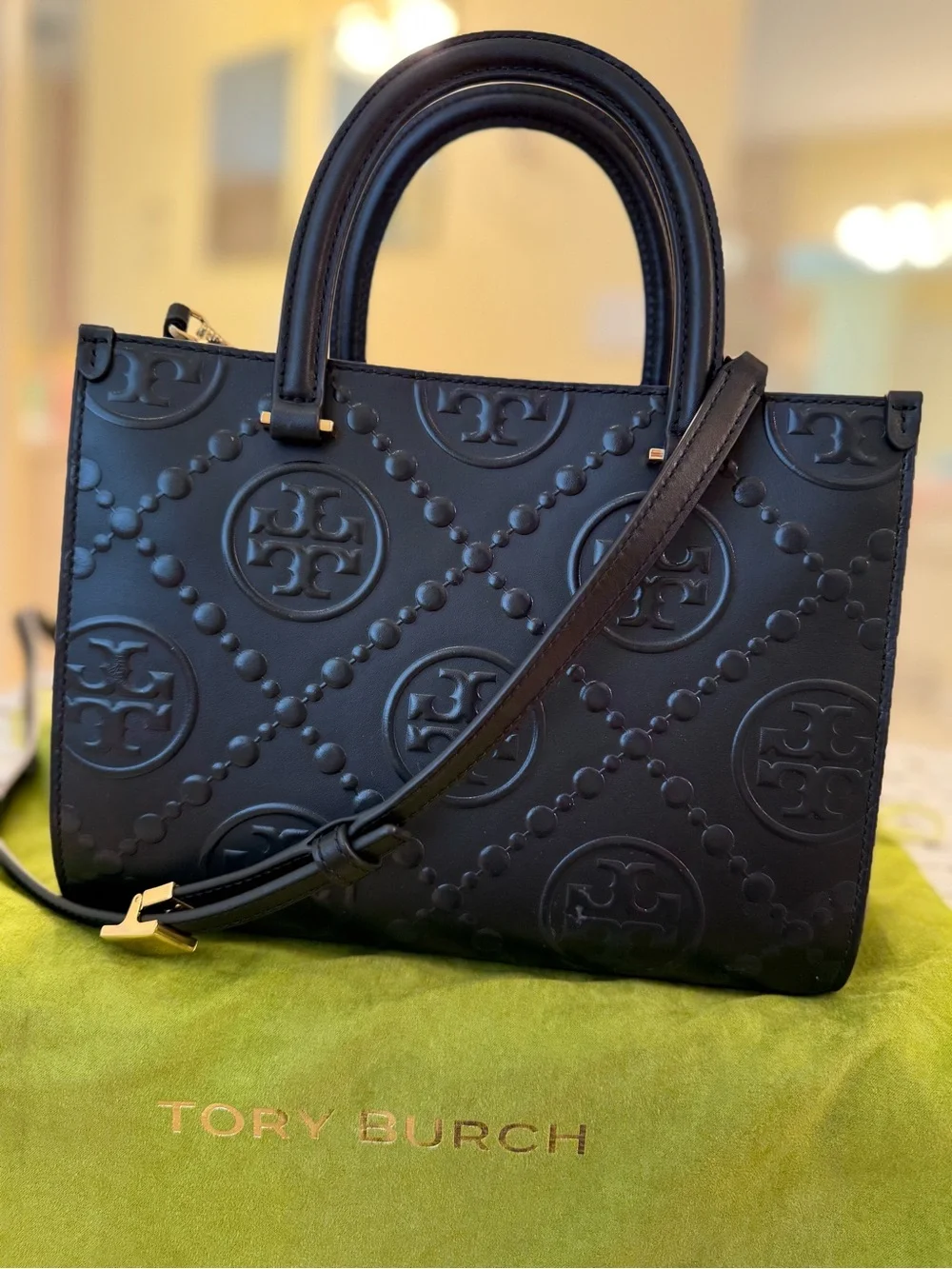 Tory Burch T MONOGRAM TOP-HANDLE EMBOSSED TOTE - Picture 1 of 10